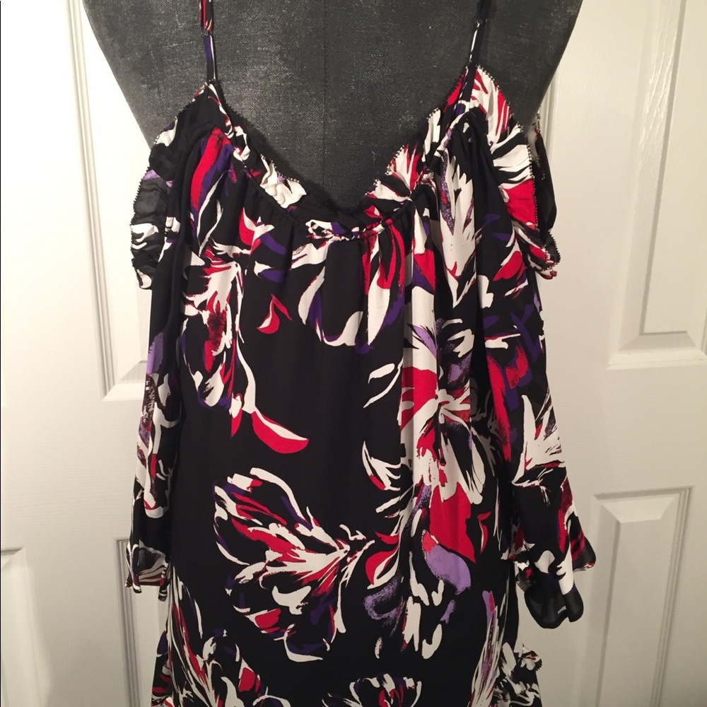 Parker Silk print cold shoulder dress